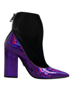 Dolce & Gabbana Lila Schwarz Spitzstiefel Schuhe