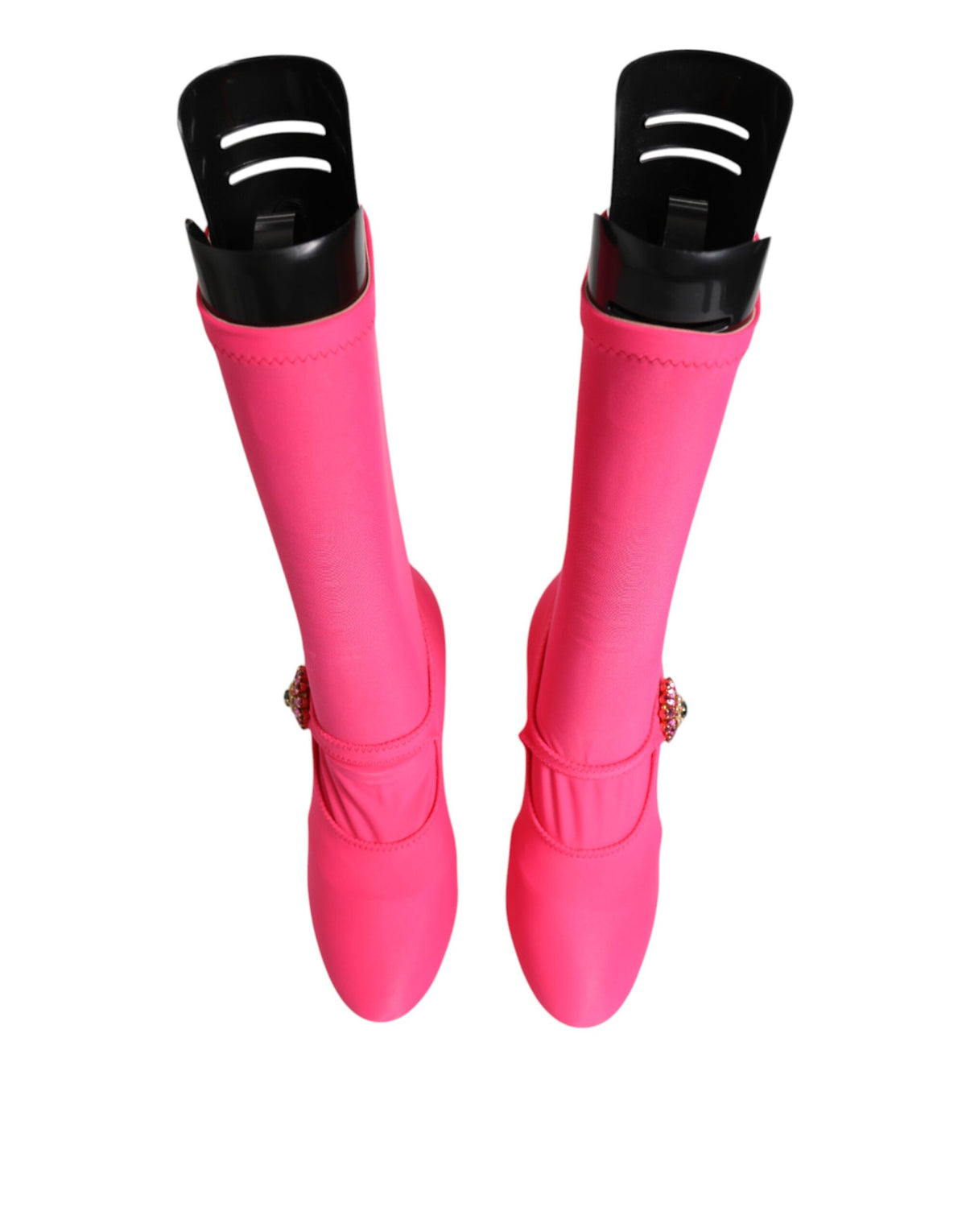 Dolce & Gabbana Rosa Nylon Kristall Vally Hohe Stiefel Schuhe