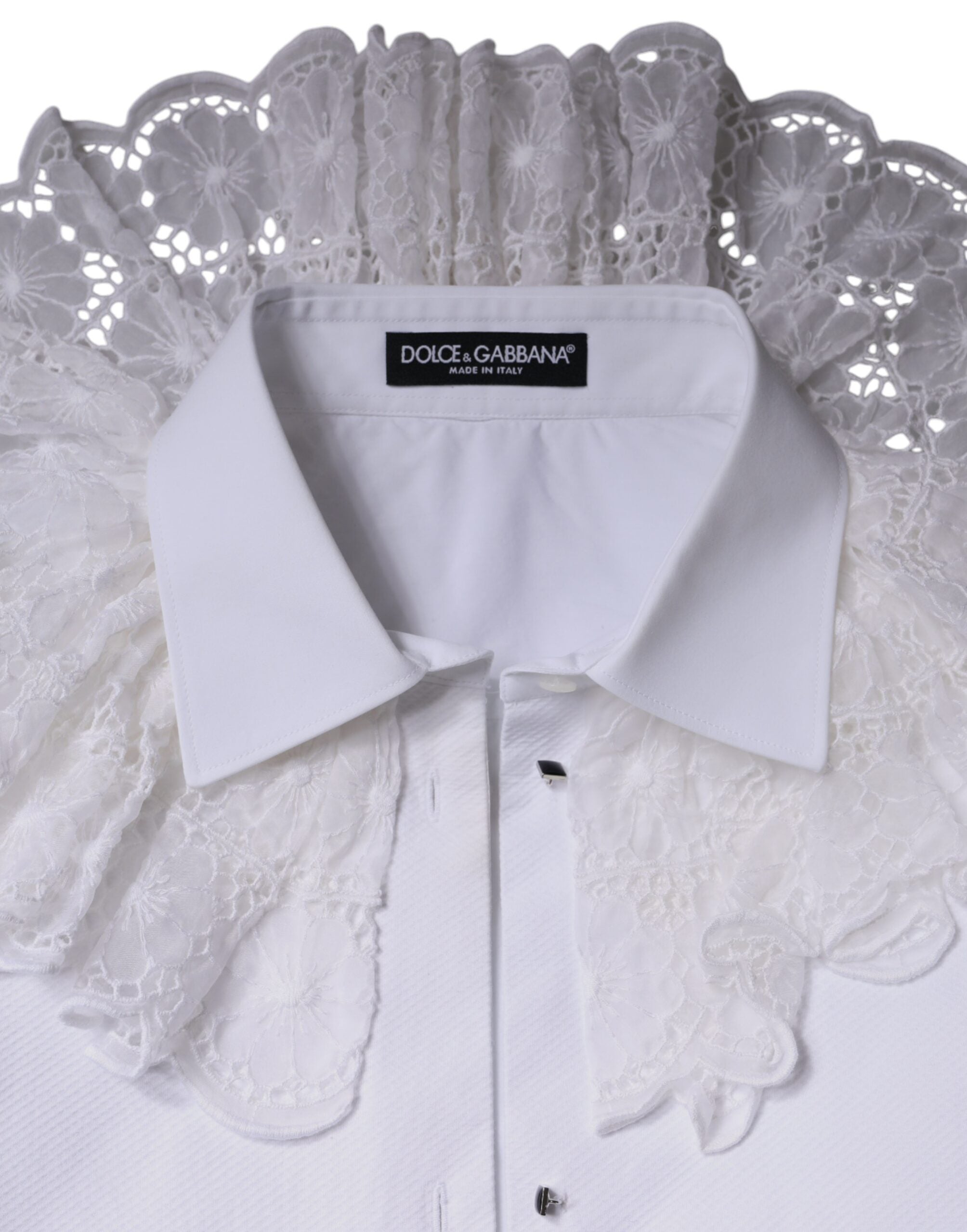 Dolce & Gabbana Weißes Baumwoll-Popeline-Hemd Kleid Bluse Oberteil