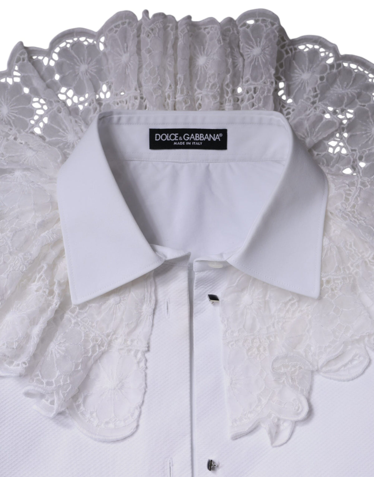 Dolce & Gabbana Weißes Baumwoll-Popeline-Hemd Kleid Bluse Oberteil