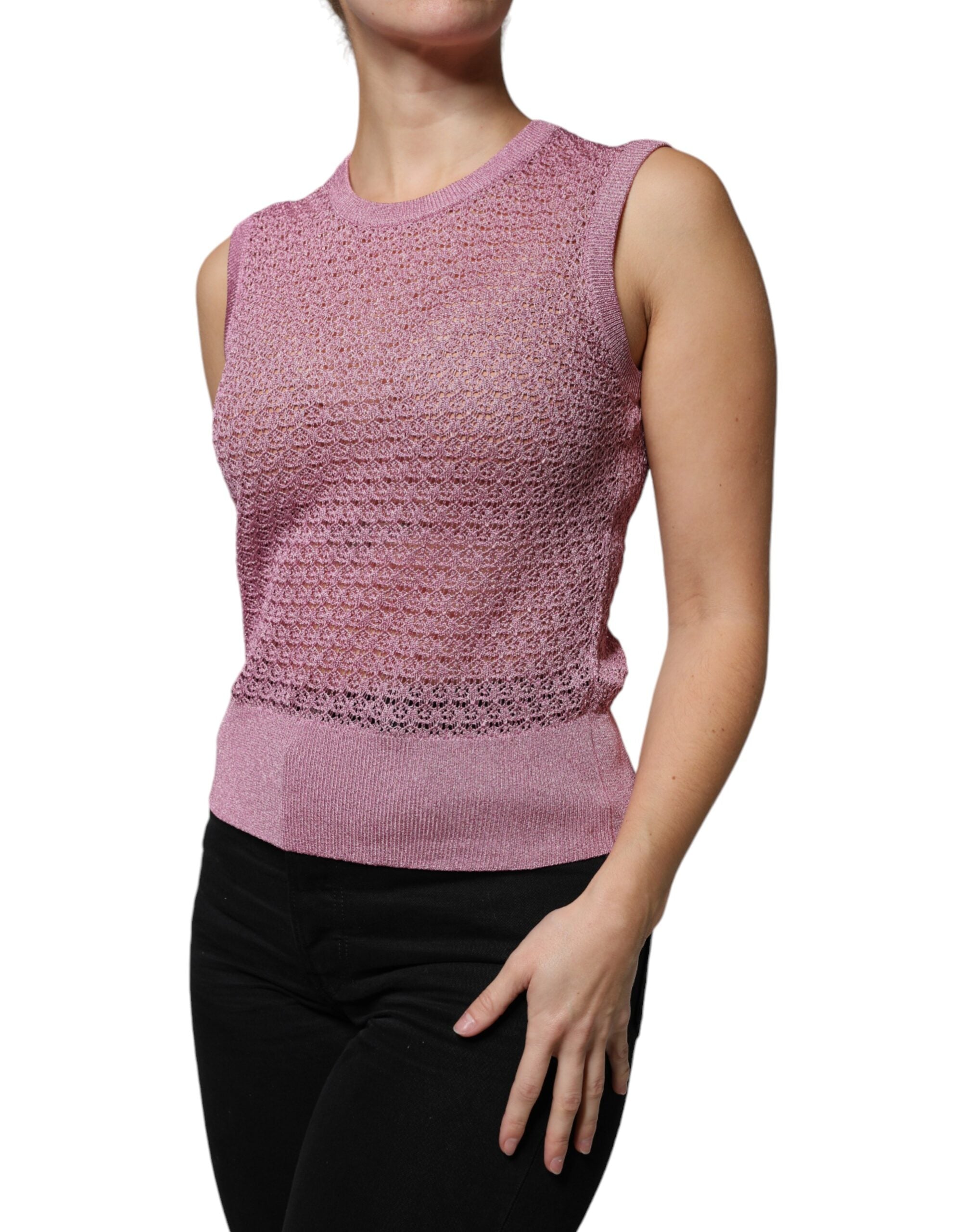 Dolce & Gabbana Pinkes ärmelloses Tank-Top aus Mesh