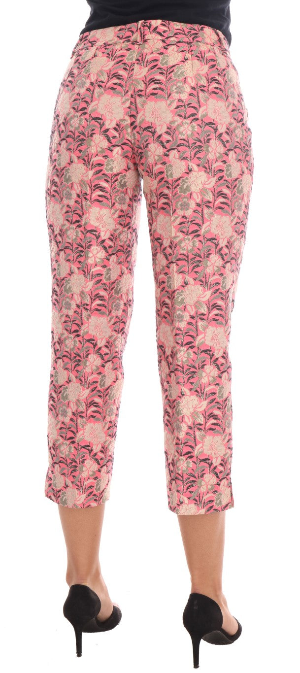 Dolce & Gabbana Rosa geblümte Brokat-Caprihose