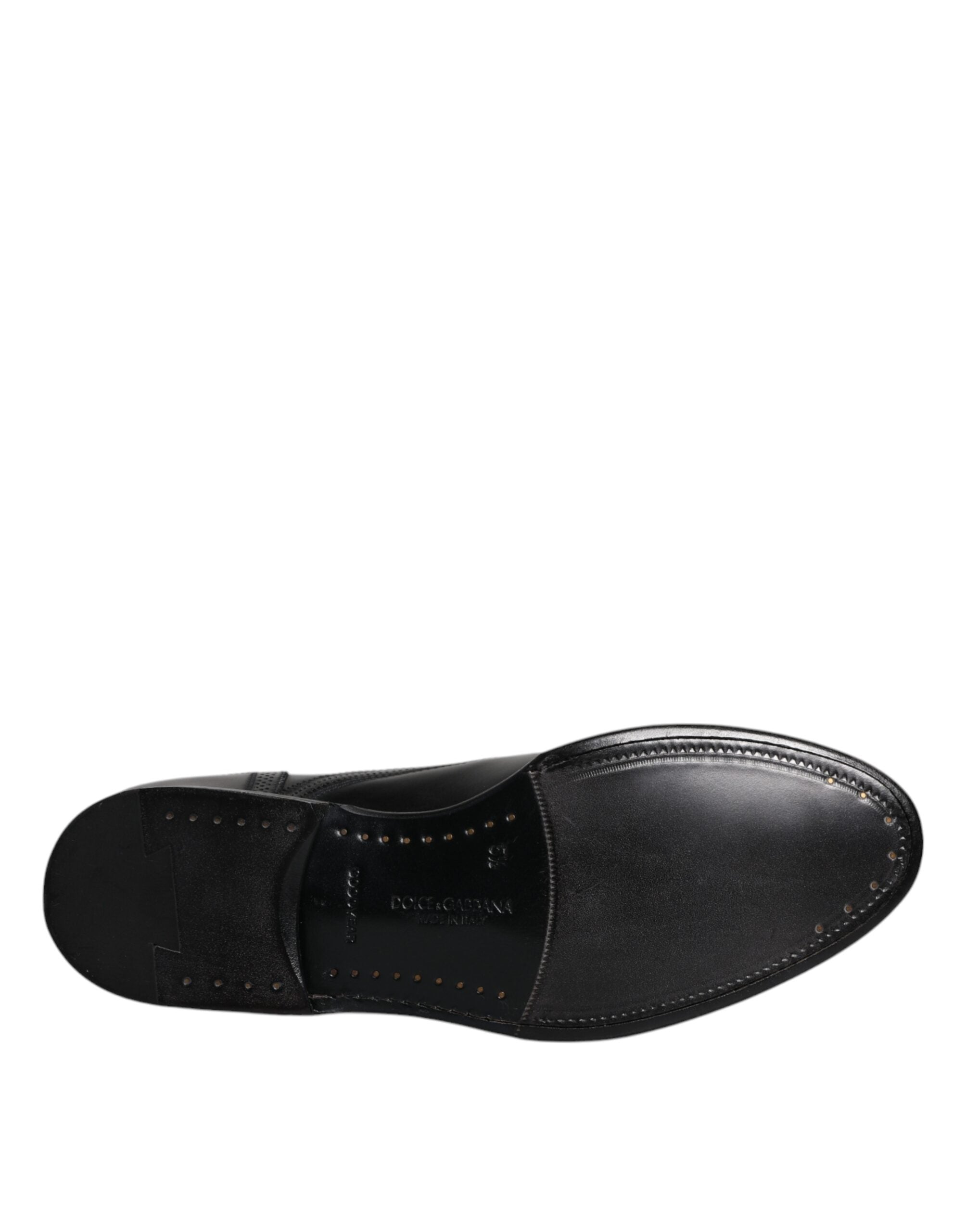 Dolce & Gabbana Schwarzes Leder Derby Wingtip Formelle Schuhe