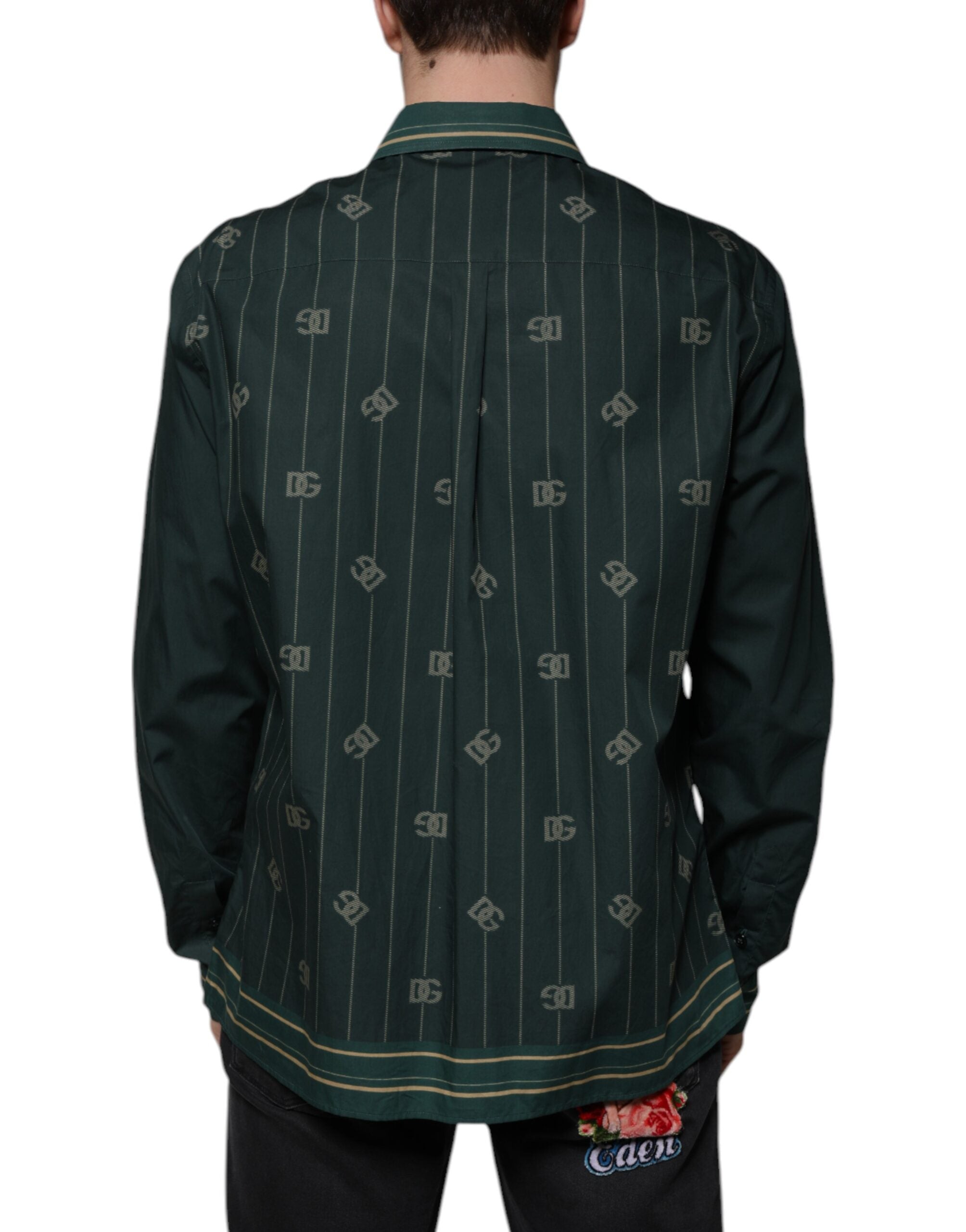 Dolce & Gabbana Grünes Logo-Langarmhemd MARTINI Freizeithemd