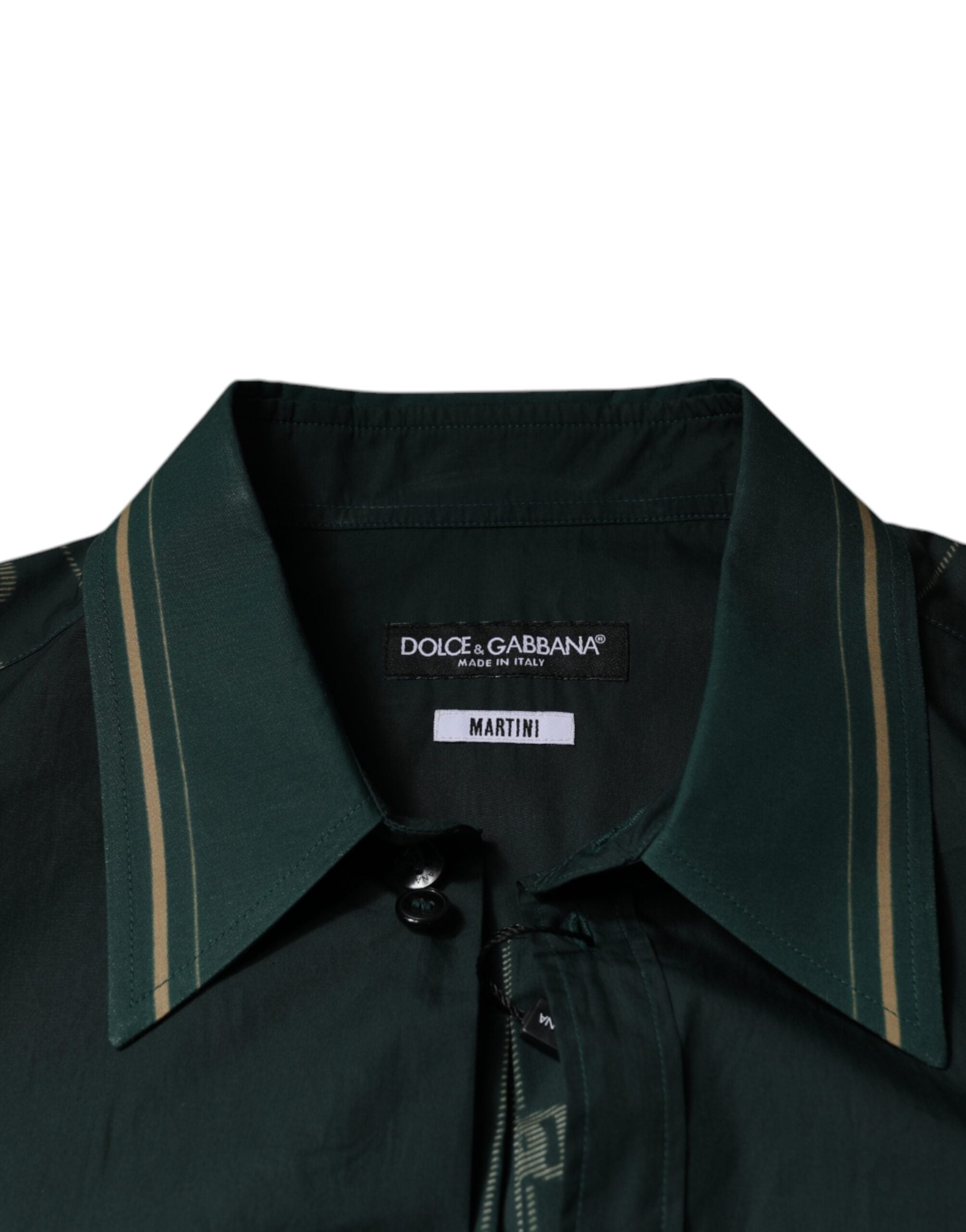 Dolce & Gabbana Grünes Logo-Langarmhemd MARTINI Freizeithemd