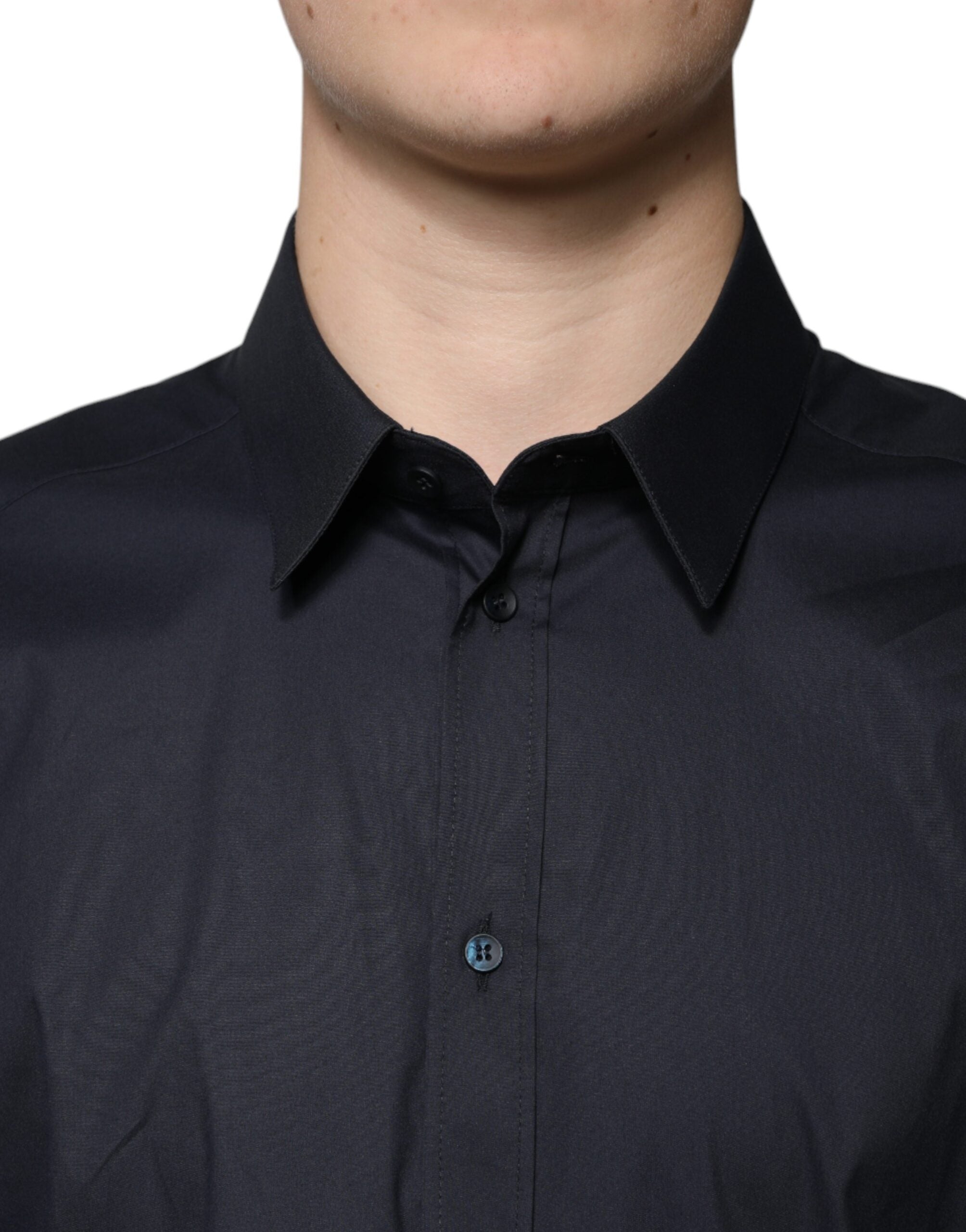 Dolce & Gabbana Schwarzes formelles GOLD-Hemd aus Baumwollmischung