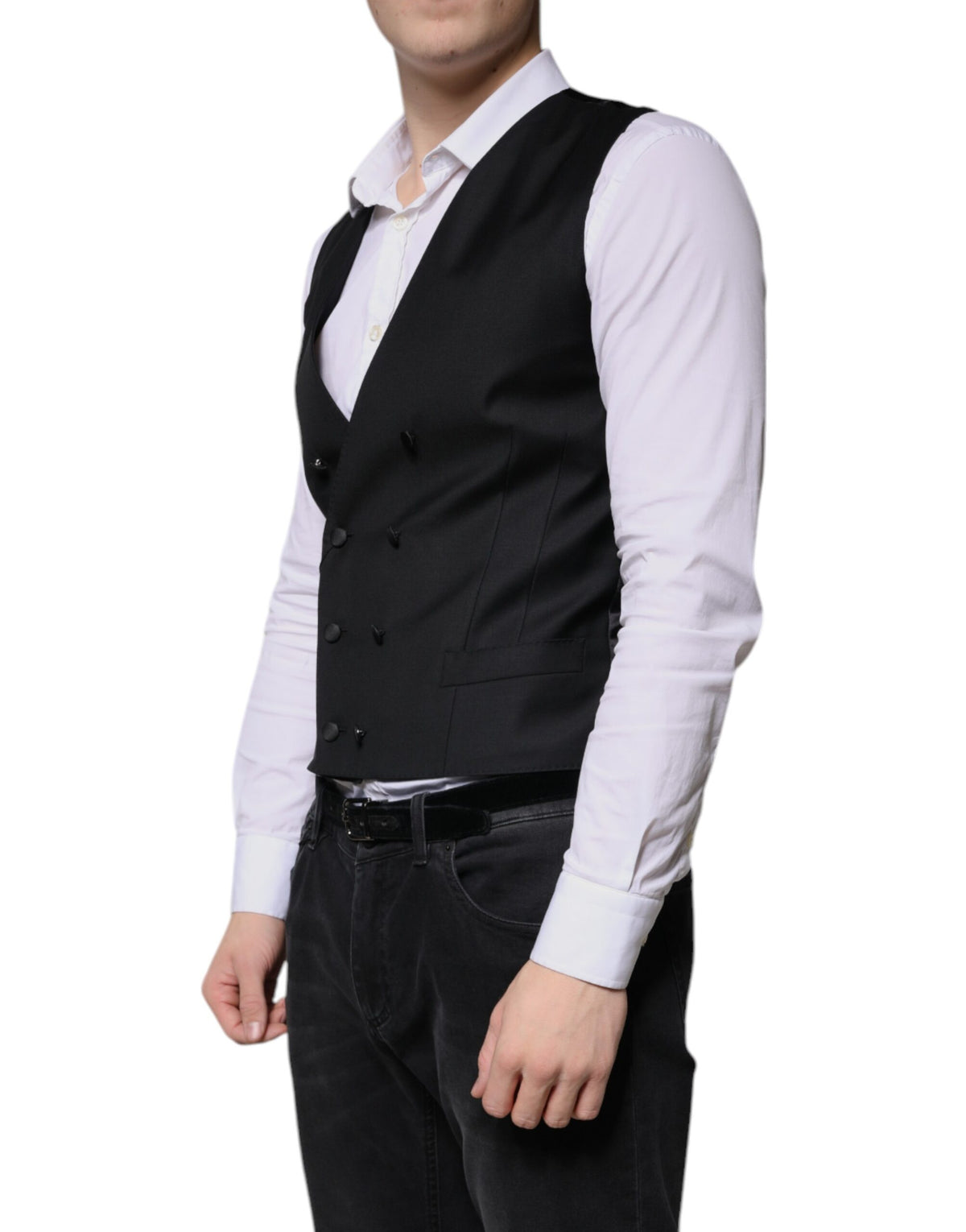 Dolce & Gabbana Schwarz Wolle Formal Dress Männer Weste Weste