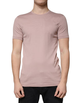 Dolce & Gabbana Braunes Baumwoll-T-Shirt mit kurzen Ärmeln und Rundhalsausschnitt