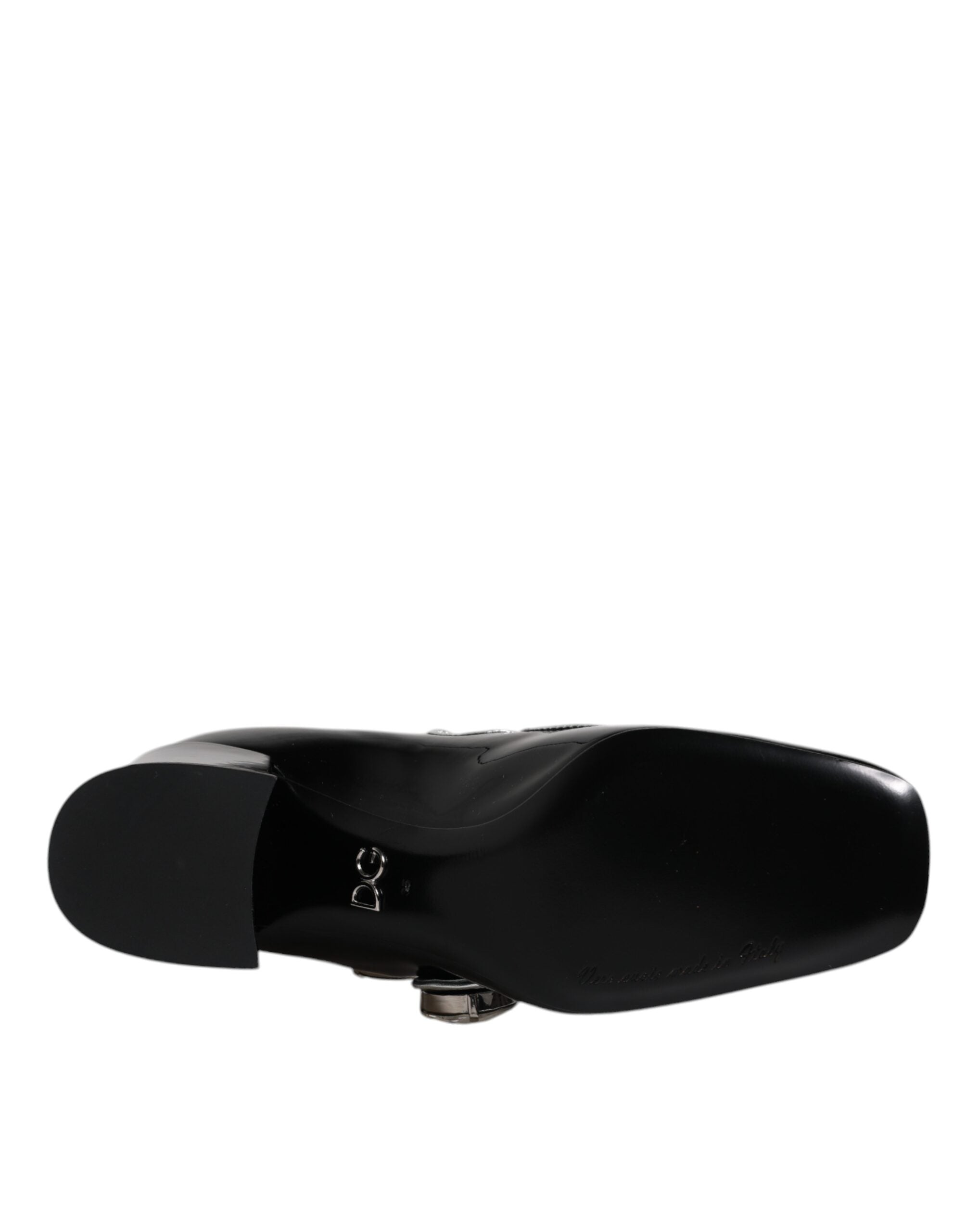 Dolce & Gabbana Schwarz Lackleder Kristall Mary Jane Pumps Schuhe