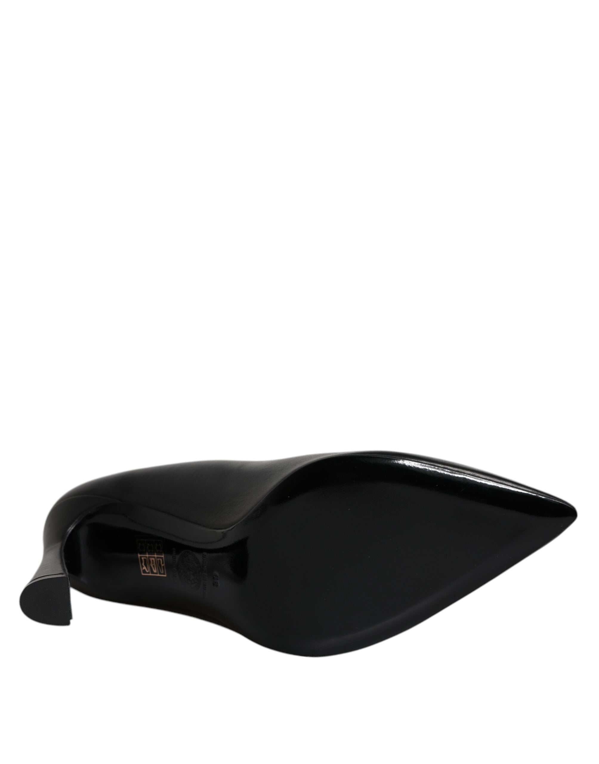 Versace Schwarz Leder Logo Plaque High Heels Pumps Schuhe