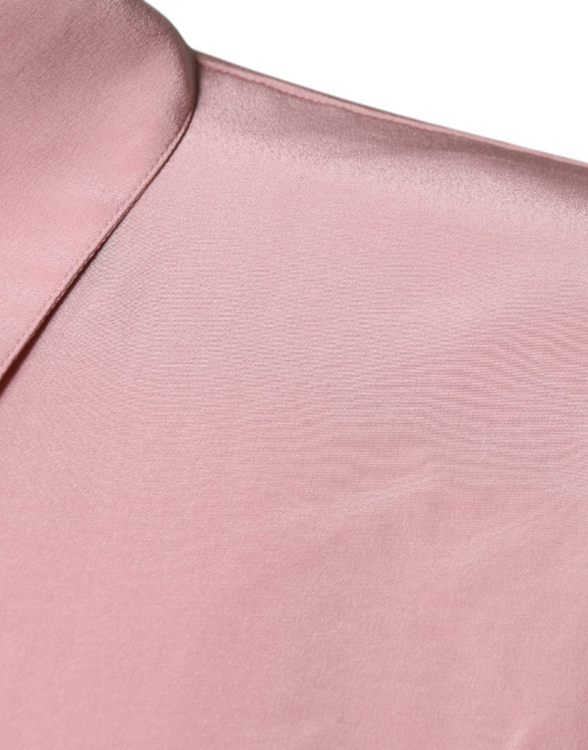 Dolce & Gabbana Rosa Baumwolle Langarm Bluse mit Kragen Top