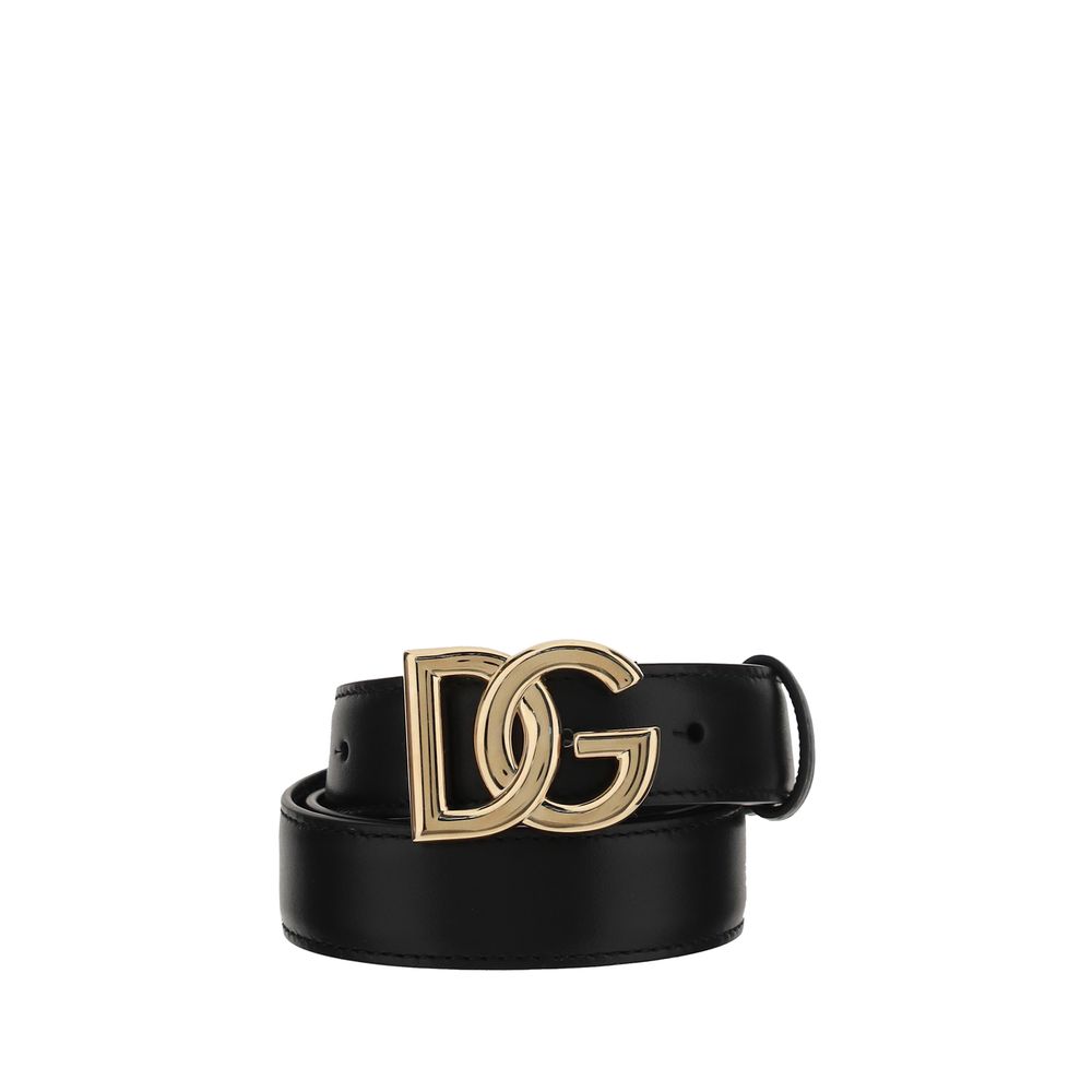 Dolce & Gabbana Schwarzer Kalbsleder Bos Taurus Regular Gürtel