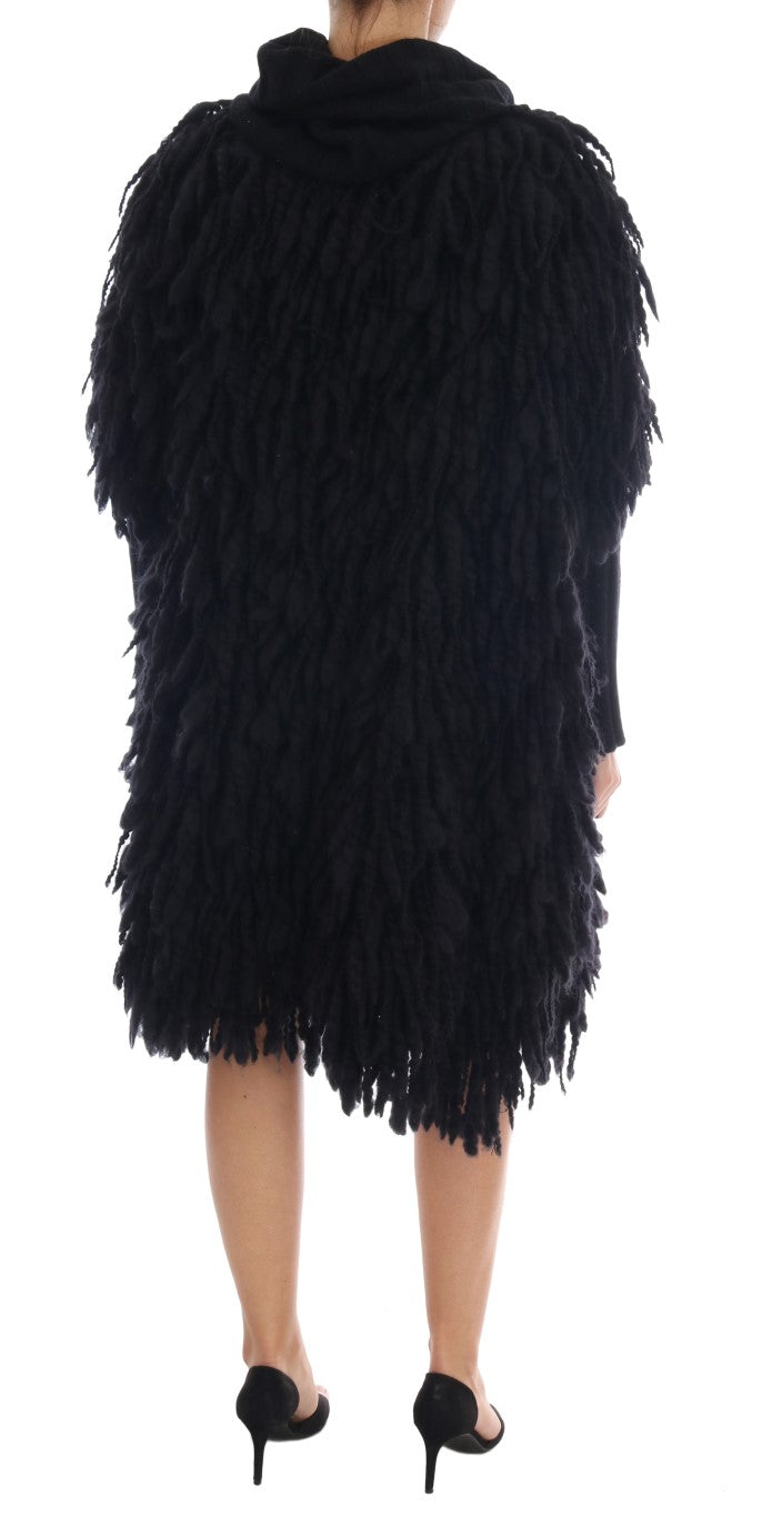 Dolce & Gabbana Schwarzer Fransen-Wollpullover
