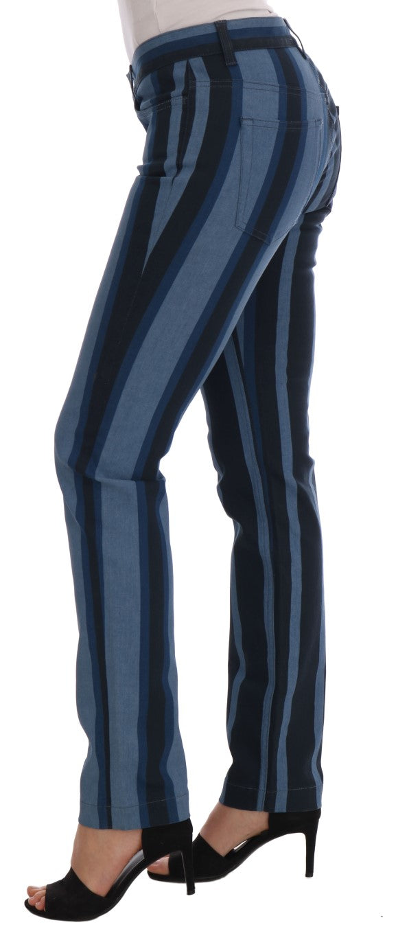 Dolce & Gabbana Blaue GIRLY Jeans aus gestreifter Baumwolle