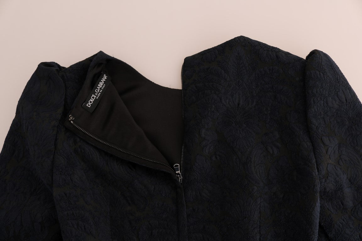 Dolce & Gabbana Schwarz-Blaues Mini-Kleid mit Schlagseite