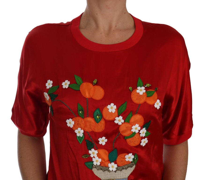 Dolce & Gabbana Rote Seide Orange Vase Crystal Top