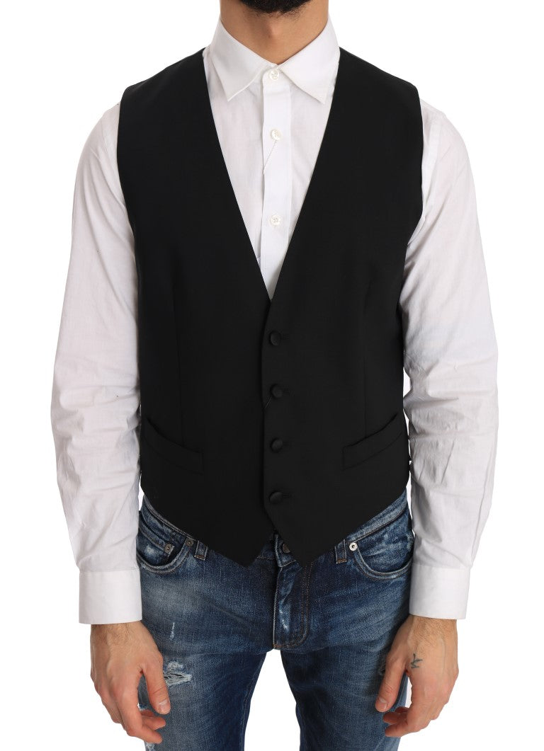 Dolce & Gabbana Schwarze Seidenweste aus Wolle