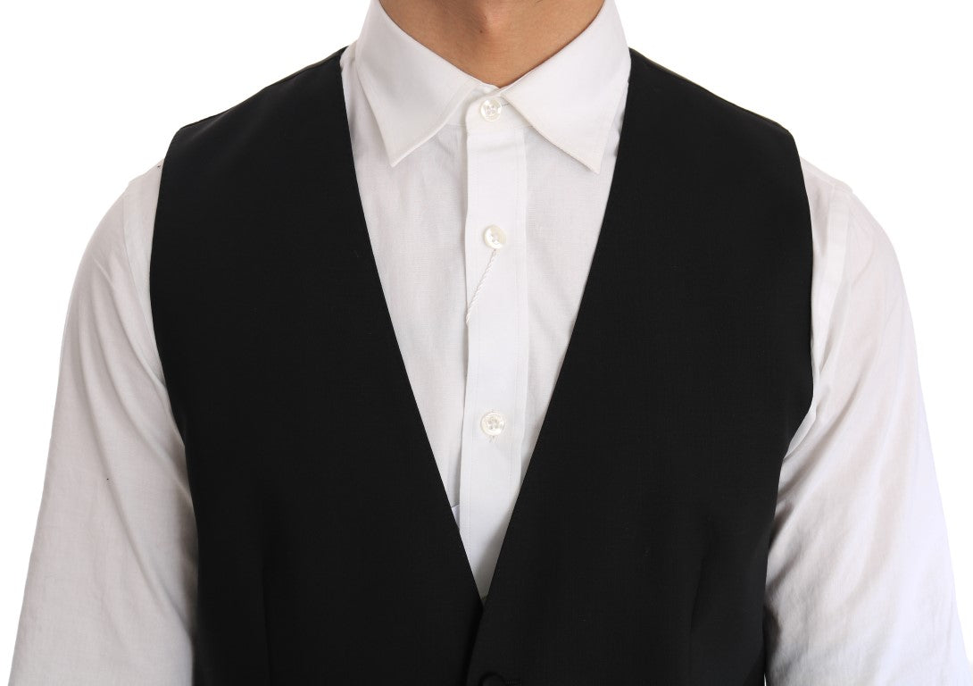 Dolce & Gabbana Schwarze Seidenweste aus Wolle