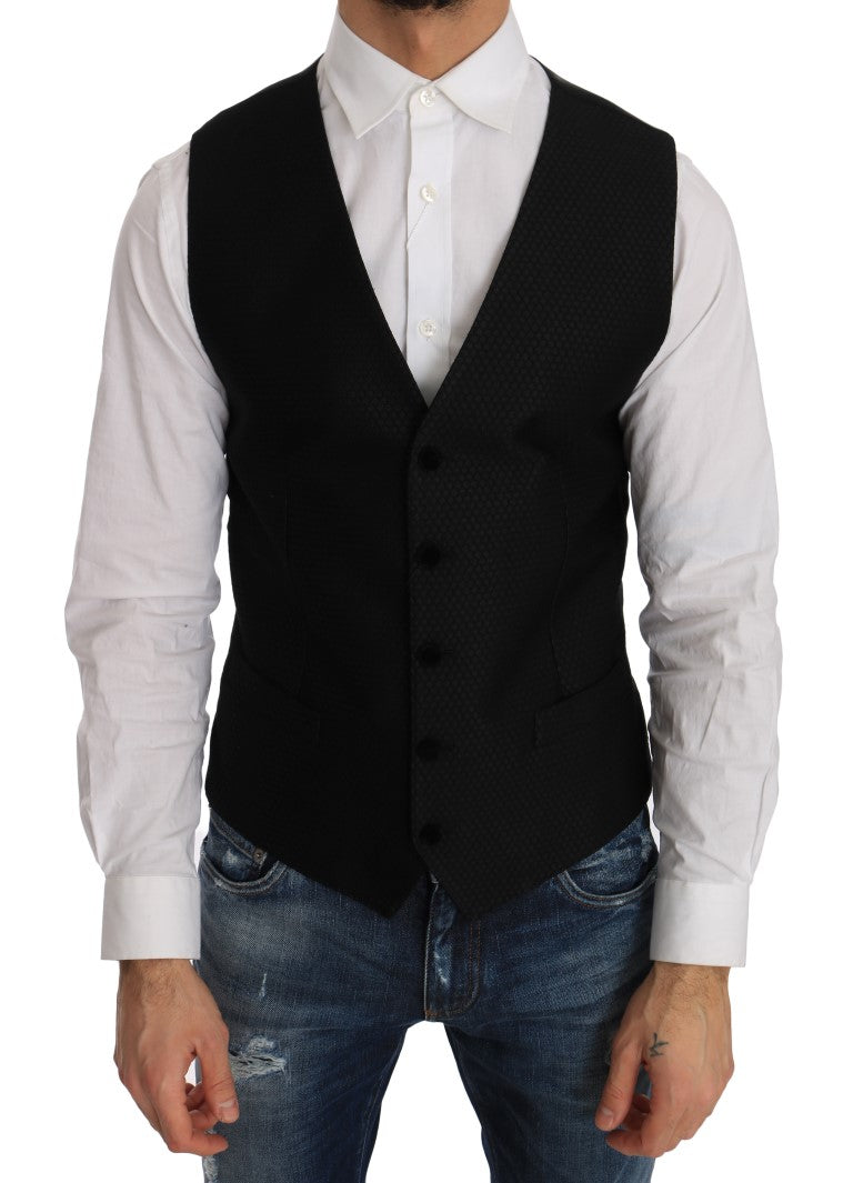 Dolce & Gabbana Schwarze Weste mit Polka-Dot-Muster
