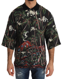 Dolce & Gabbana Schwarzes Vulkan Sizilien Kurzarm T-Shirt