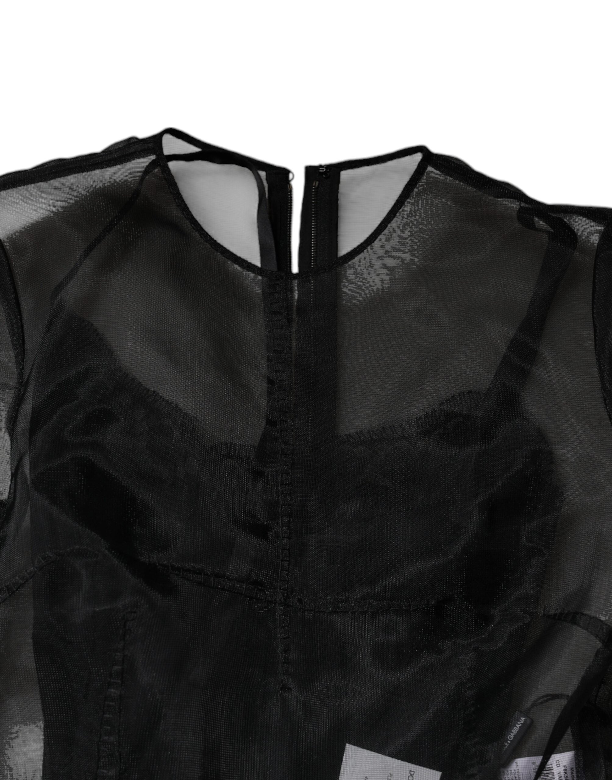Dolce & Gabbana Schwarzes Tüll A-Linie Midi Cocktailkleid Kleid