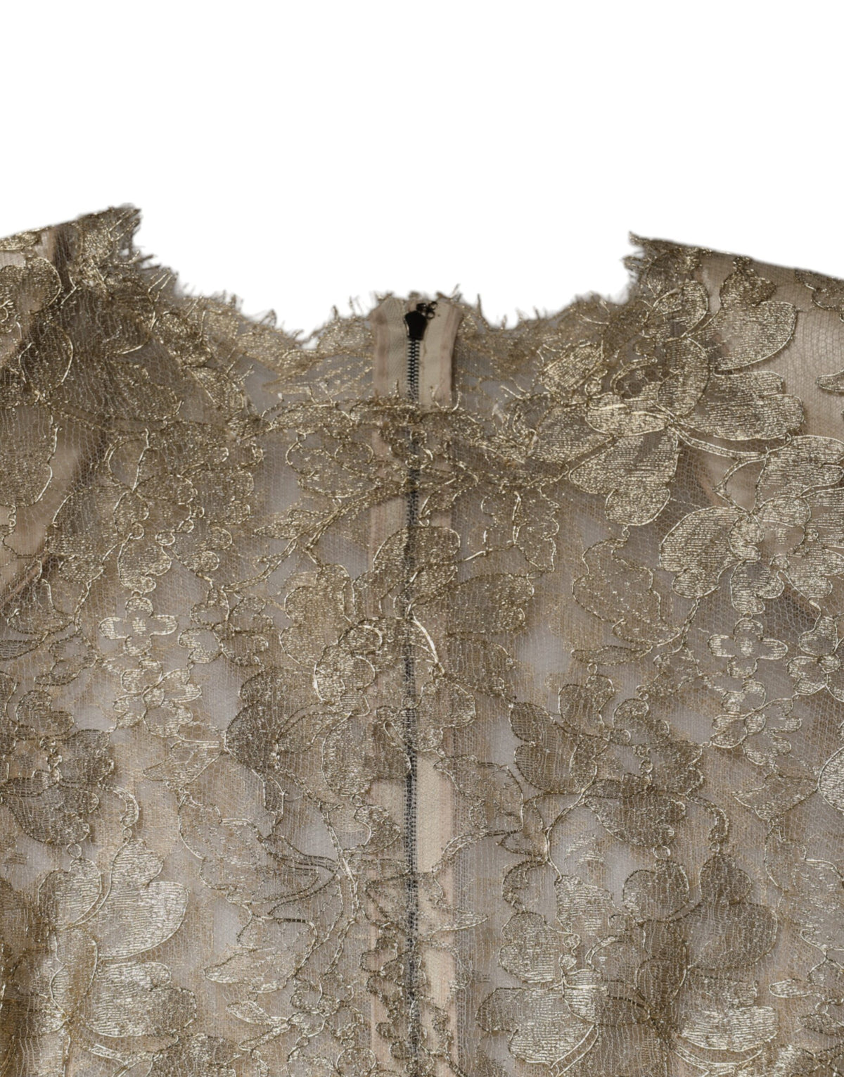 Dolce & Gabbana Goldfarbenes Minikleid mit floraler Spitze in A-Linie und Etui