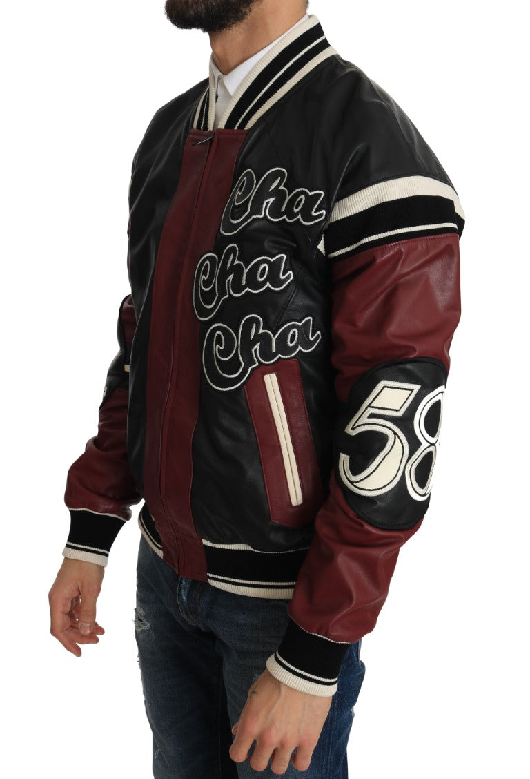 Dolce & Gabbana Leder Club Lounge Schwarz Rot Jacke