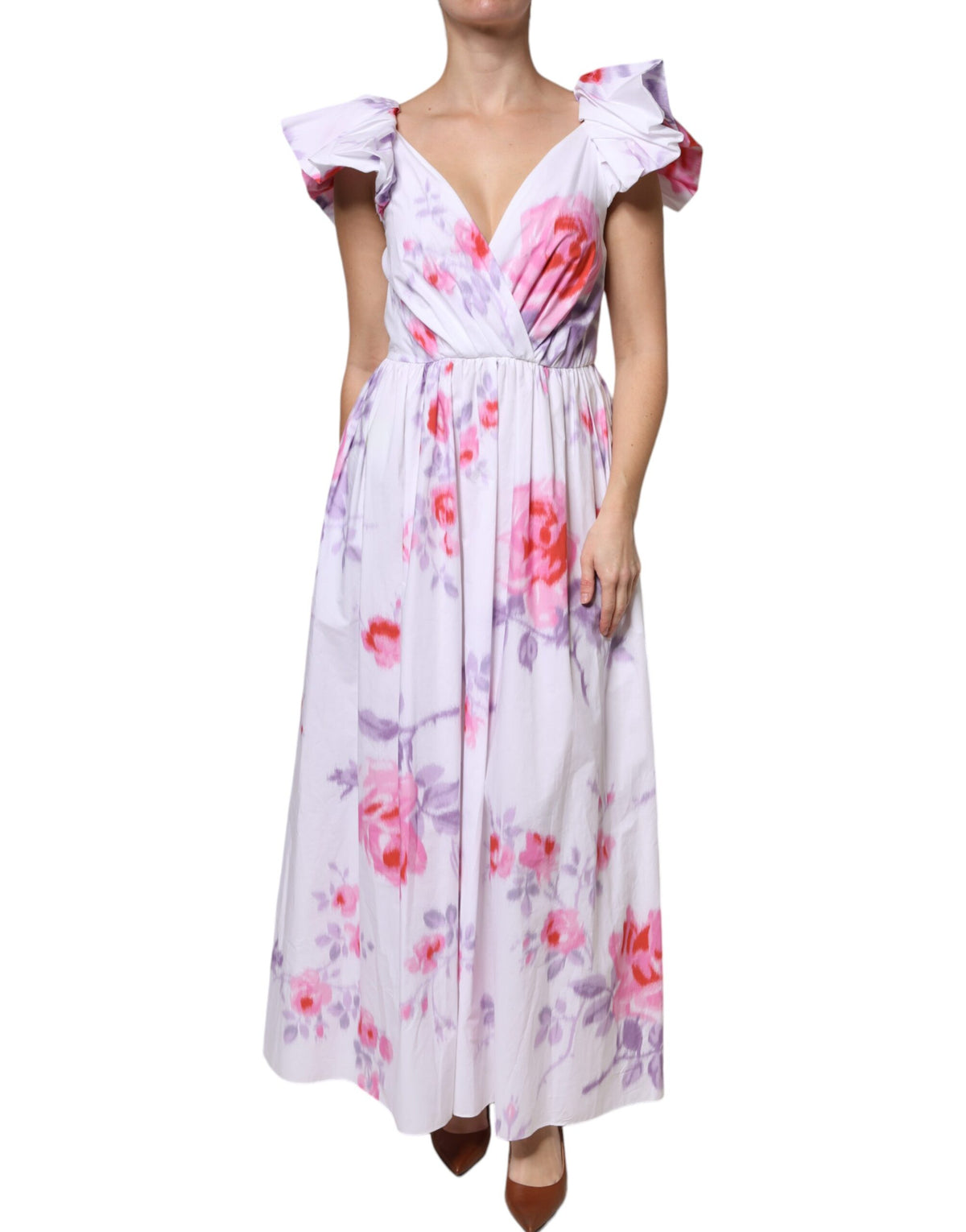 Philosophy Weißes geblümtes Maxikleid aus Baumwolle