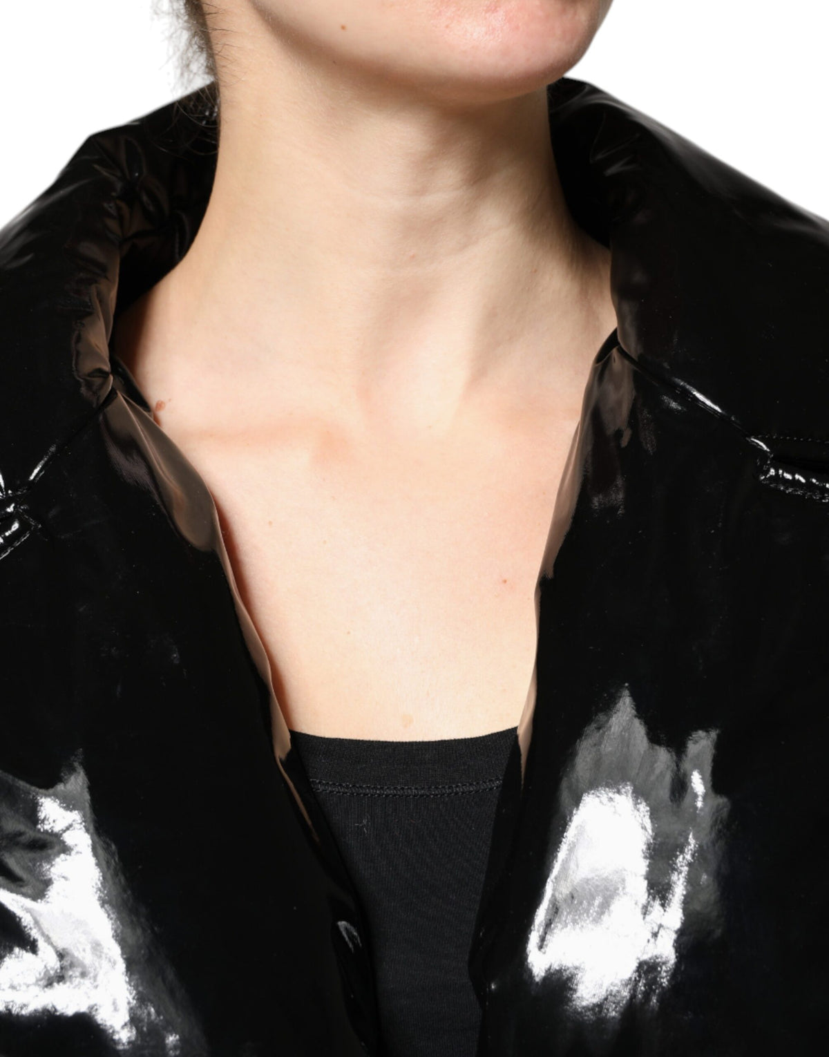 Dolce & Gabbana Schwarze Polyester-Blouson-Jacke mit Knopfleiste