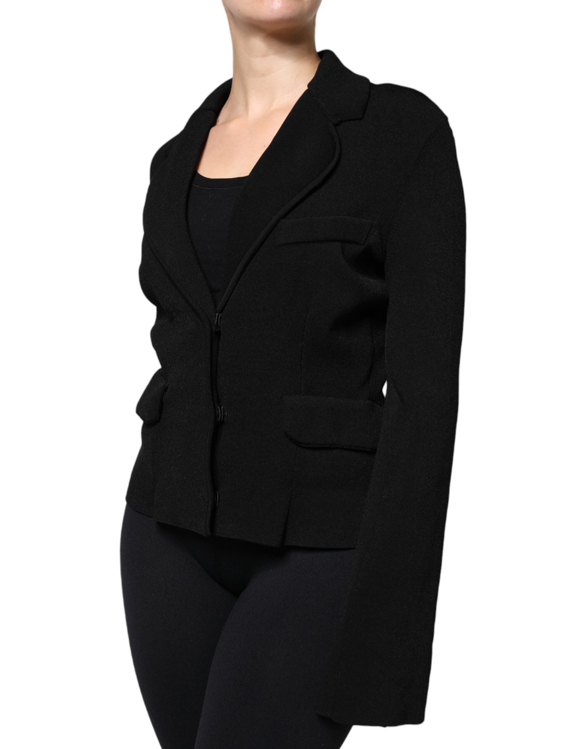 Dolce & Gabbana Schwarze einreihige Blazerjacke aus Viskose