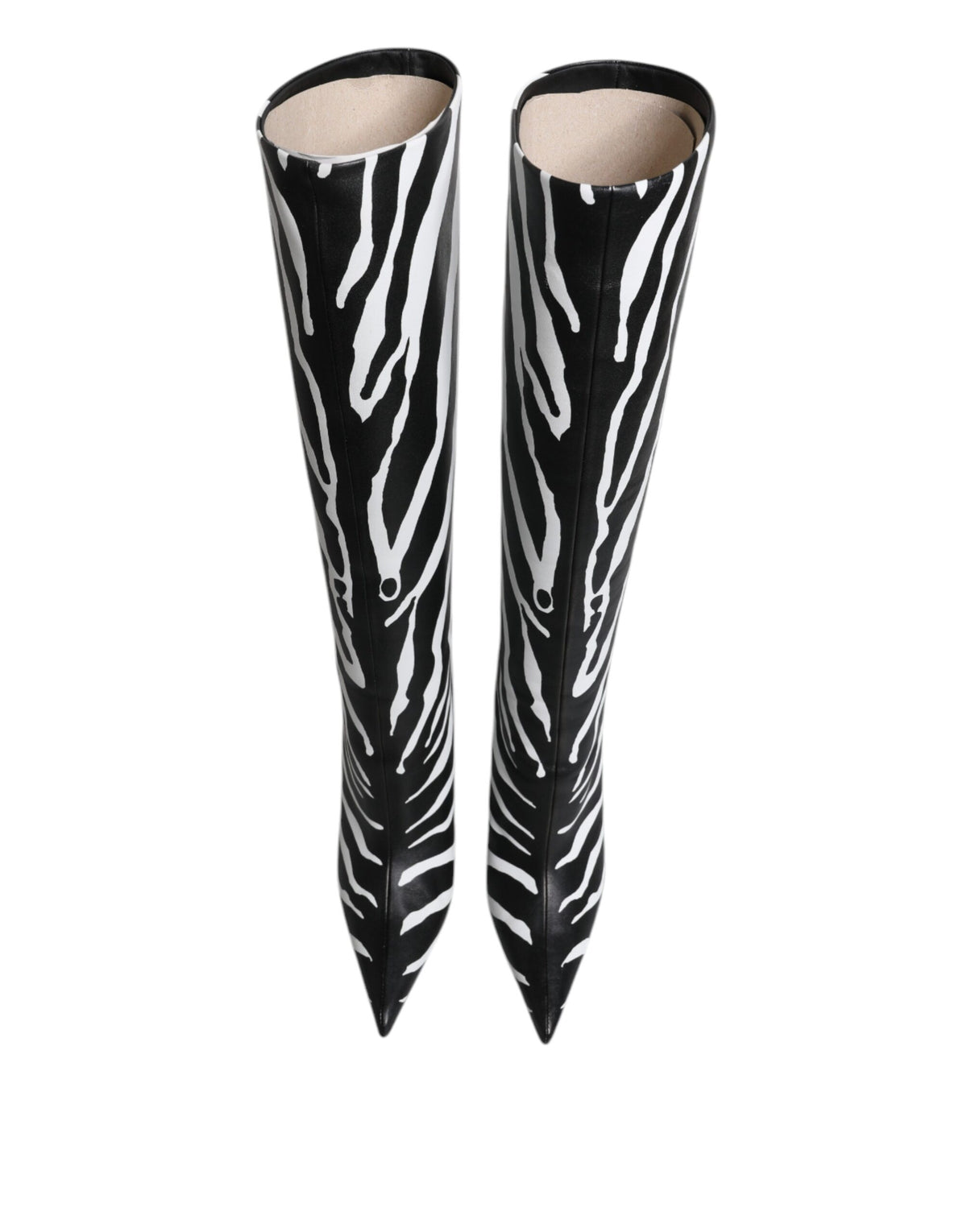 Dolce & Gabbana Schwarz Weiß Zebra Absätze Hohe Stiefel Schuhe