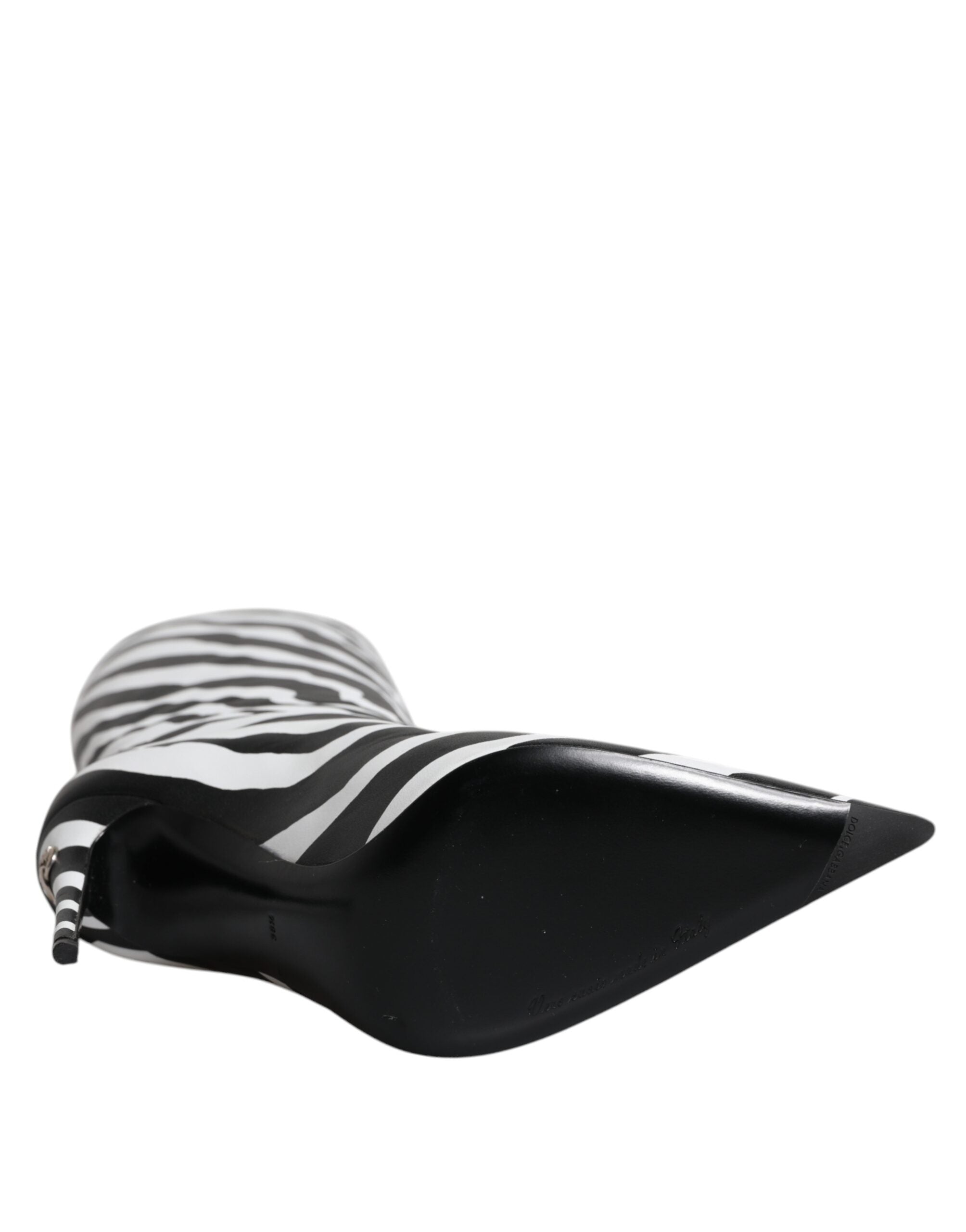 Dolce & Gabbana Schwarz Weiß Zebra Absätze Hohe Stiefel Schuhe