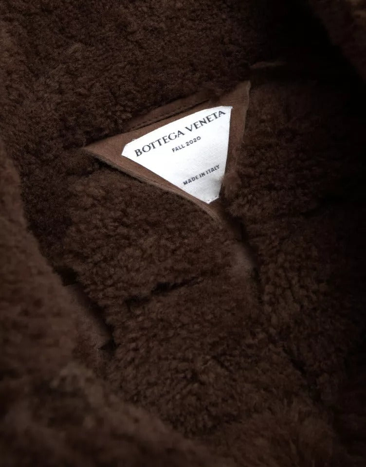 Bottega Veneta Brauner Pelz Lamm Shearling Mantel Jacke