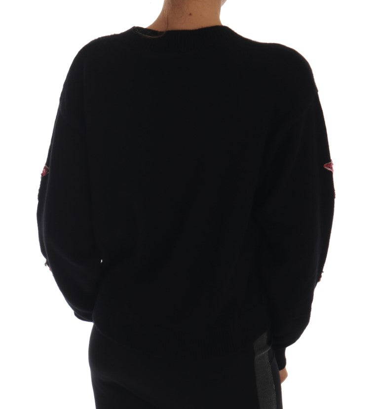 Dolce & Gabbana Fairy Tale Crystal Schwarzer Kaschmirpullover
