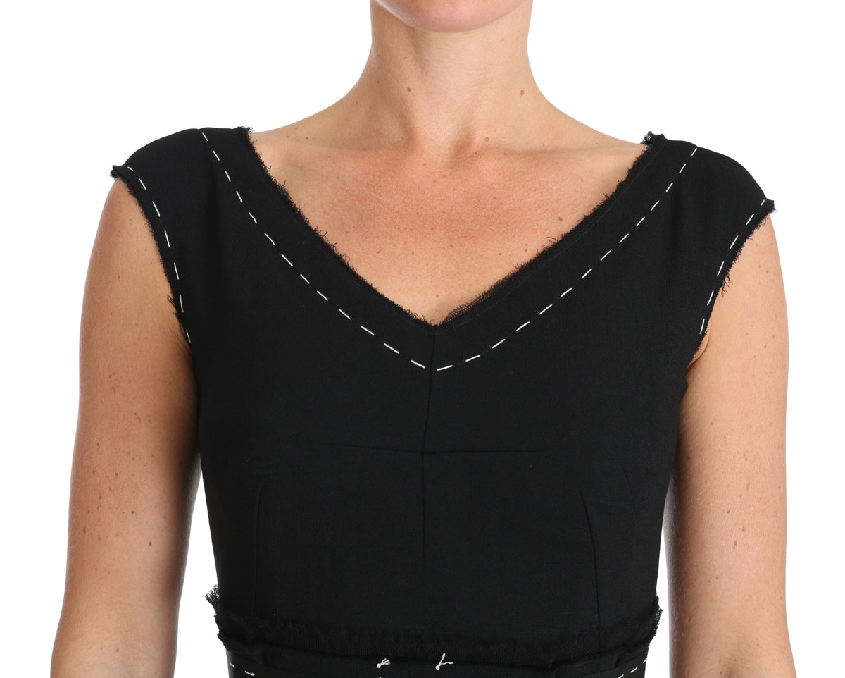 Dolce & Gabbana Schwarzes Stretch-Etuikleid aus Wolle in A-Linie