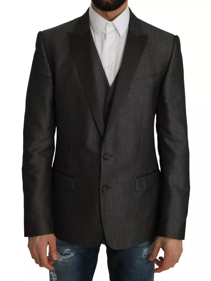 Dolce & Gabbana Grauer MARTINI 2 Stück Weste Mantel Blazer