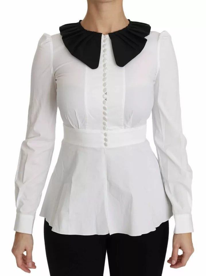 Dolce & Gabbana Schwarz Weiß Dekorative Knöpfe Tops Shirt Bluse