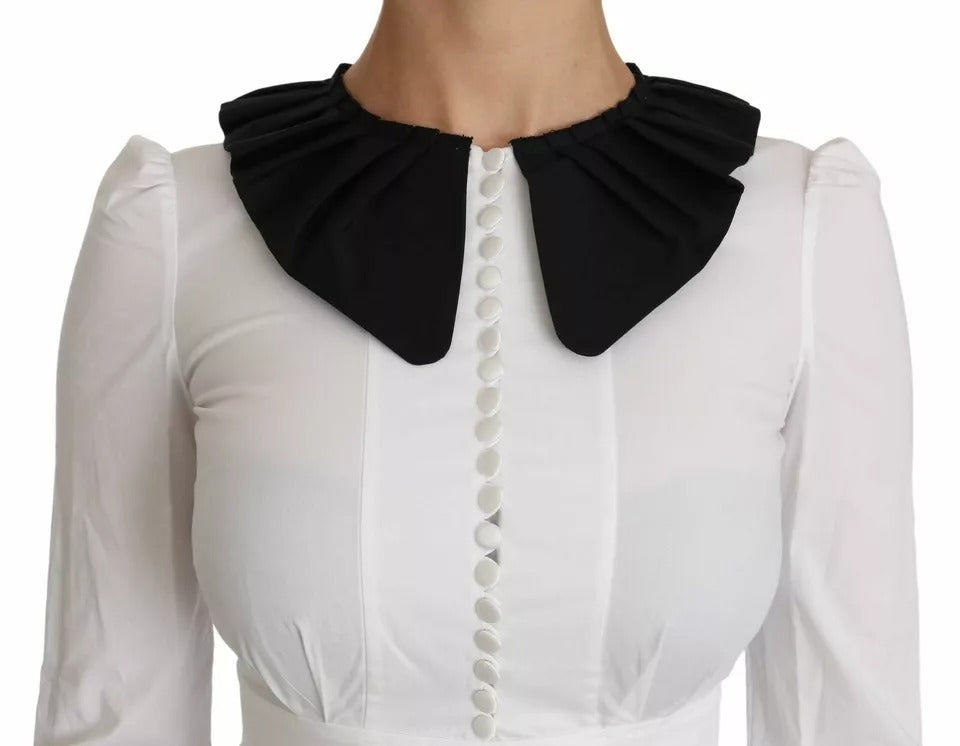 Dolce & Gabbana Schwarz Weiß Dekorative Knöpfe Tops Shirt Bluse