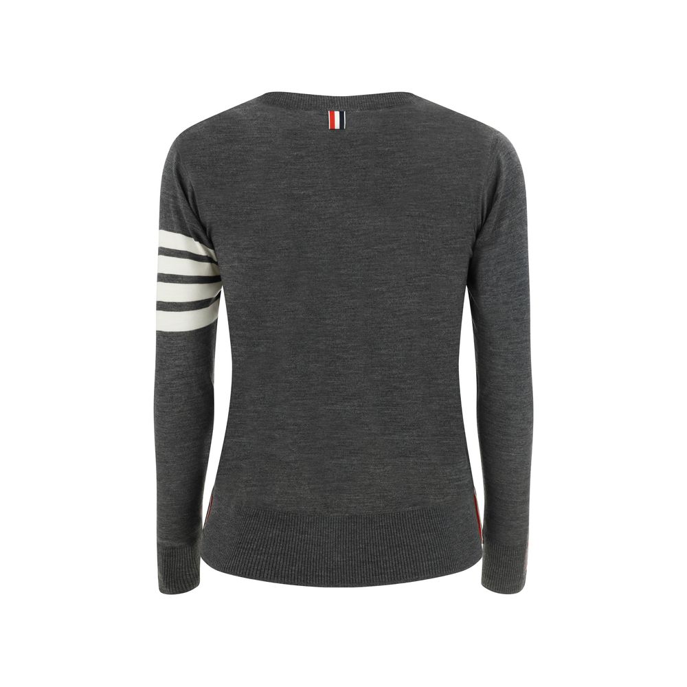 Thom Browne Grauer Fleece-Woll-Pullover