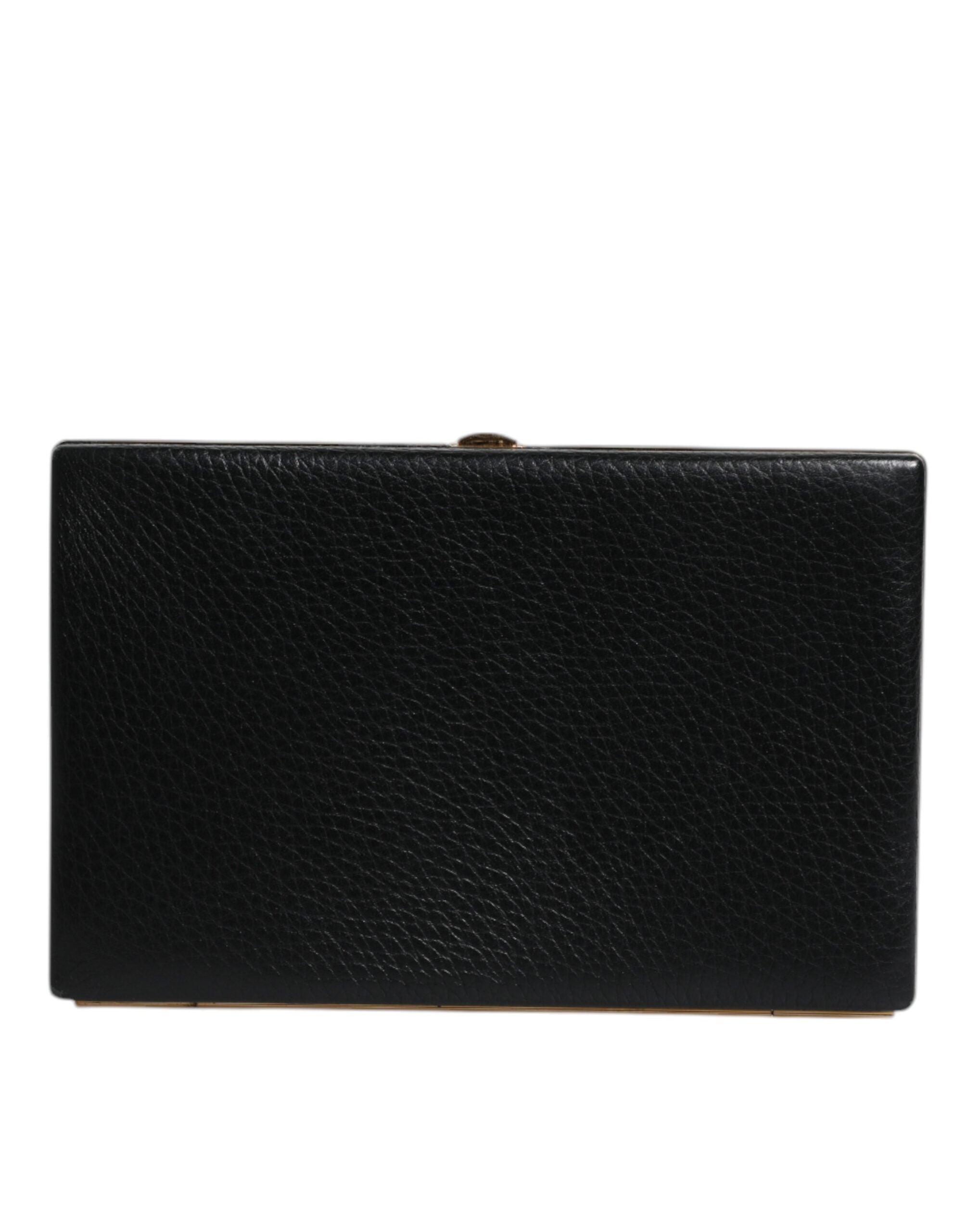 Dolce & Gabbana Schwarz Leder Gold Rahmen Kupplung Abend Party Handtasche