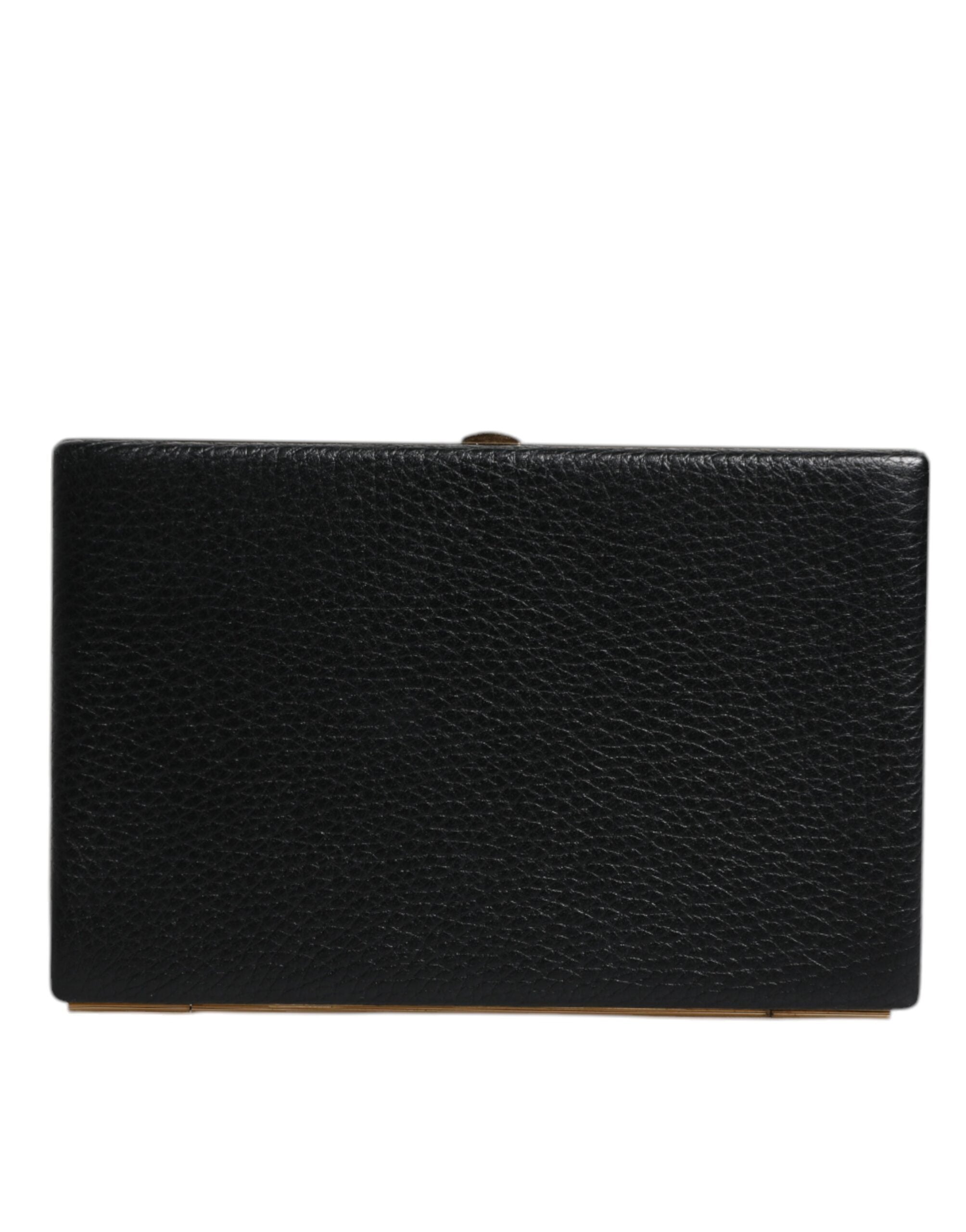 Dolce & Gabbana Schwarz Leder Gold Rahmen Kupplung Abend Party Handtasche