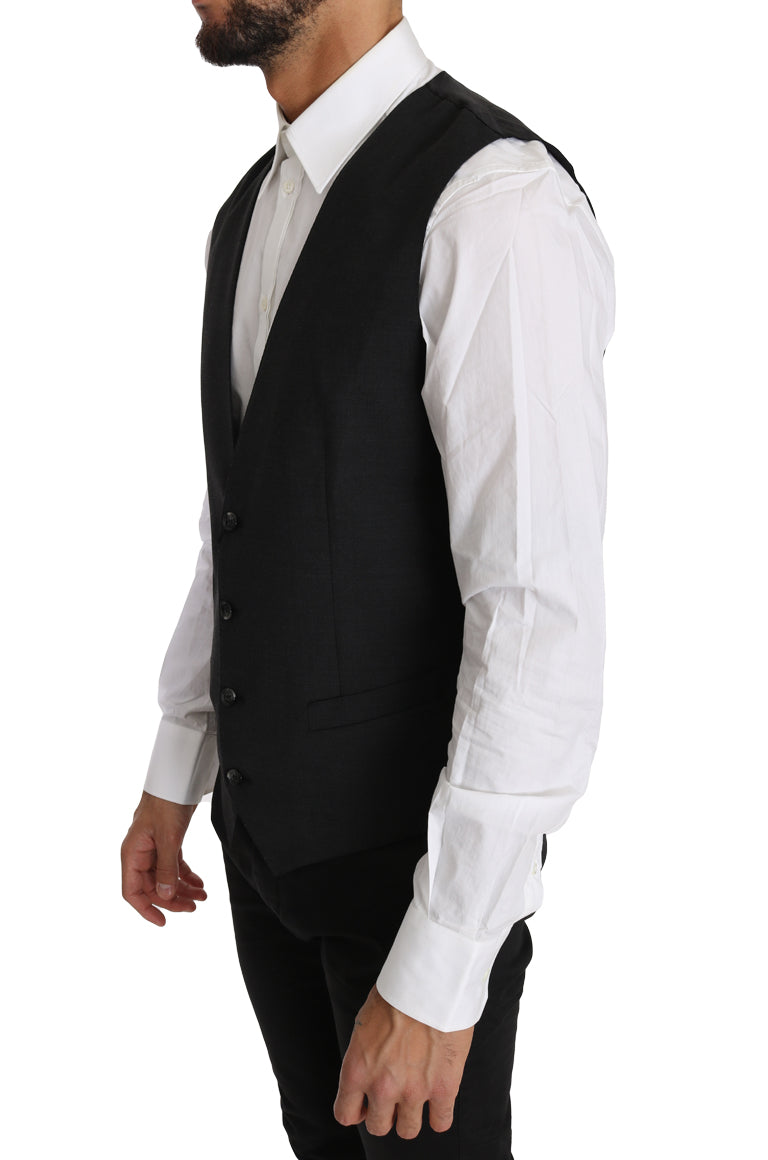Dolce & Gabbana Grau Solid 100% Wolle Weste Weste