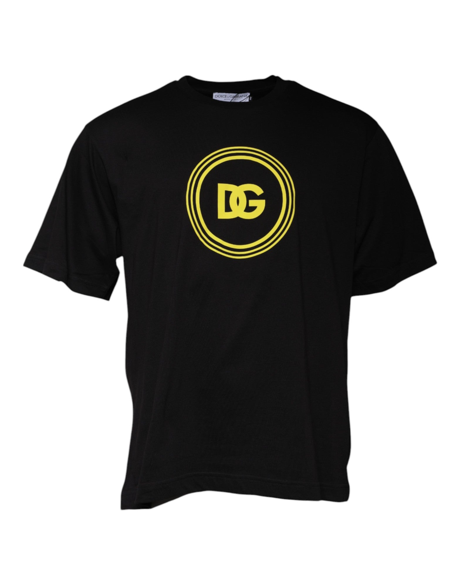 Dolce & Gabbana Schwarzes Baumwoll-T-Shirt mit Rundhalsausschnitt und Logo-Print