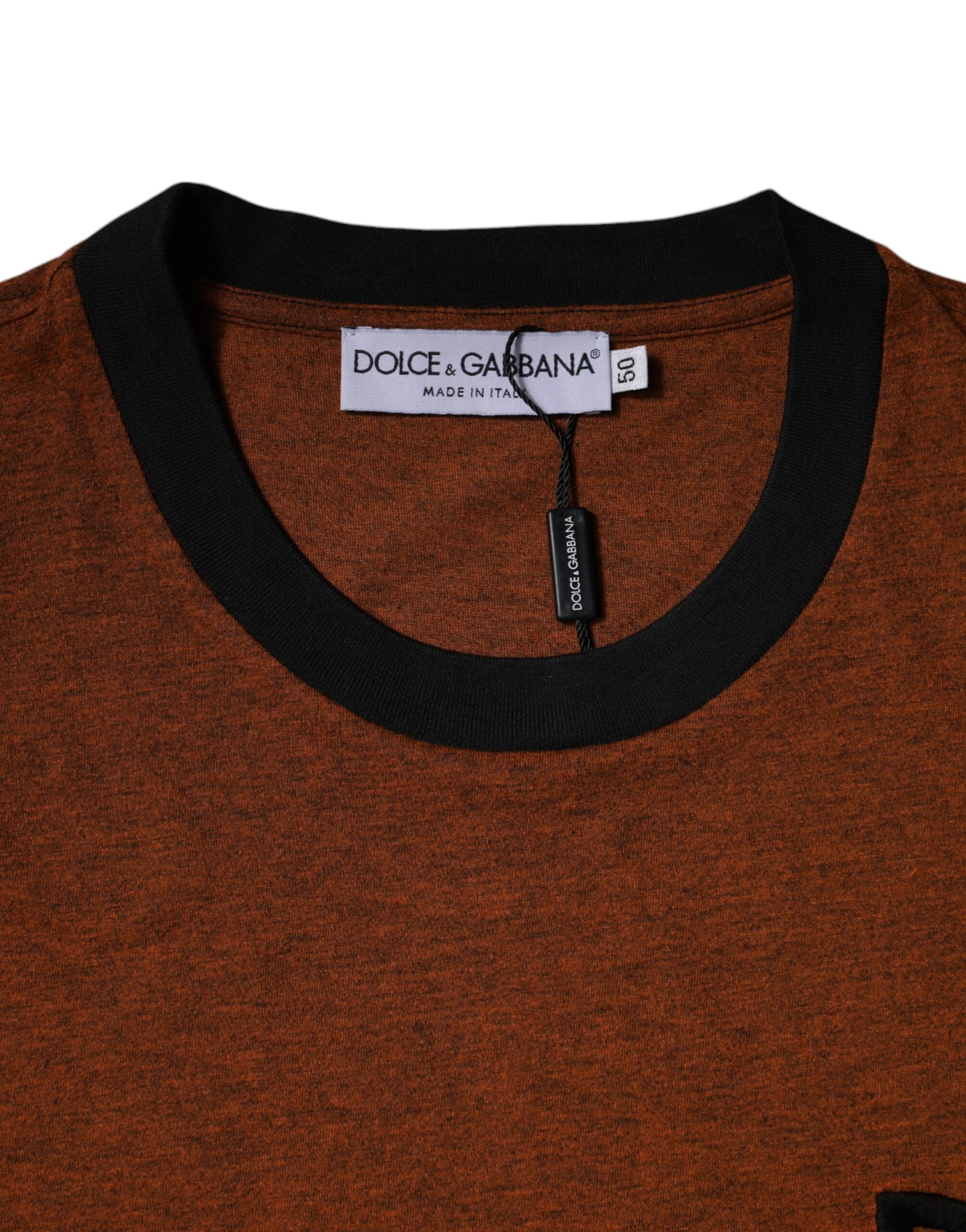 Dolce & Gabbana Braunes DG Logo Polyester T-Shirt mit Rundhalsausschnitt