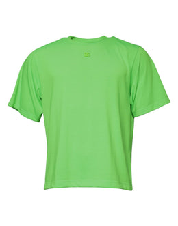 Dolce & Gabbana Grünes Logo-Polyester-T-Shirt mit Rundhalsausschnitt