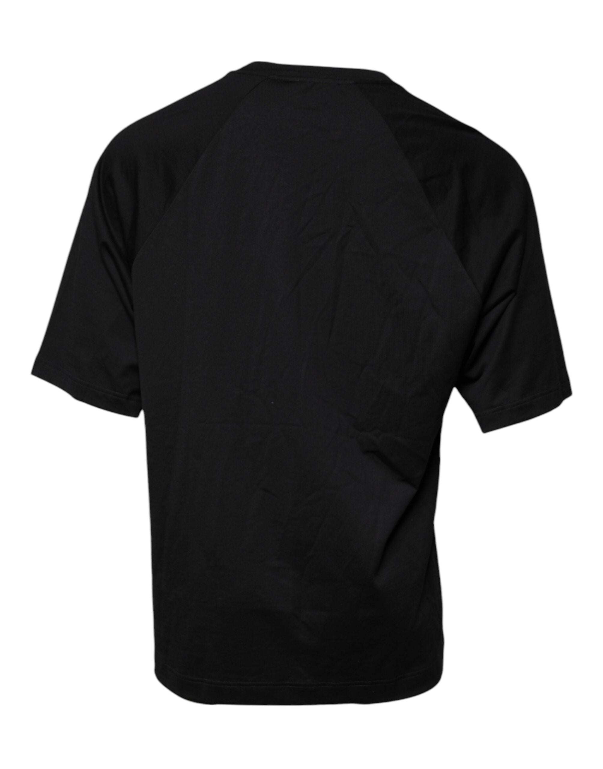 Dolce & Gabbana Schwarzes Baumwoll-T-Shirt mit Rundhalsausschnitt und Logo-Print
