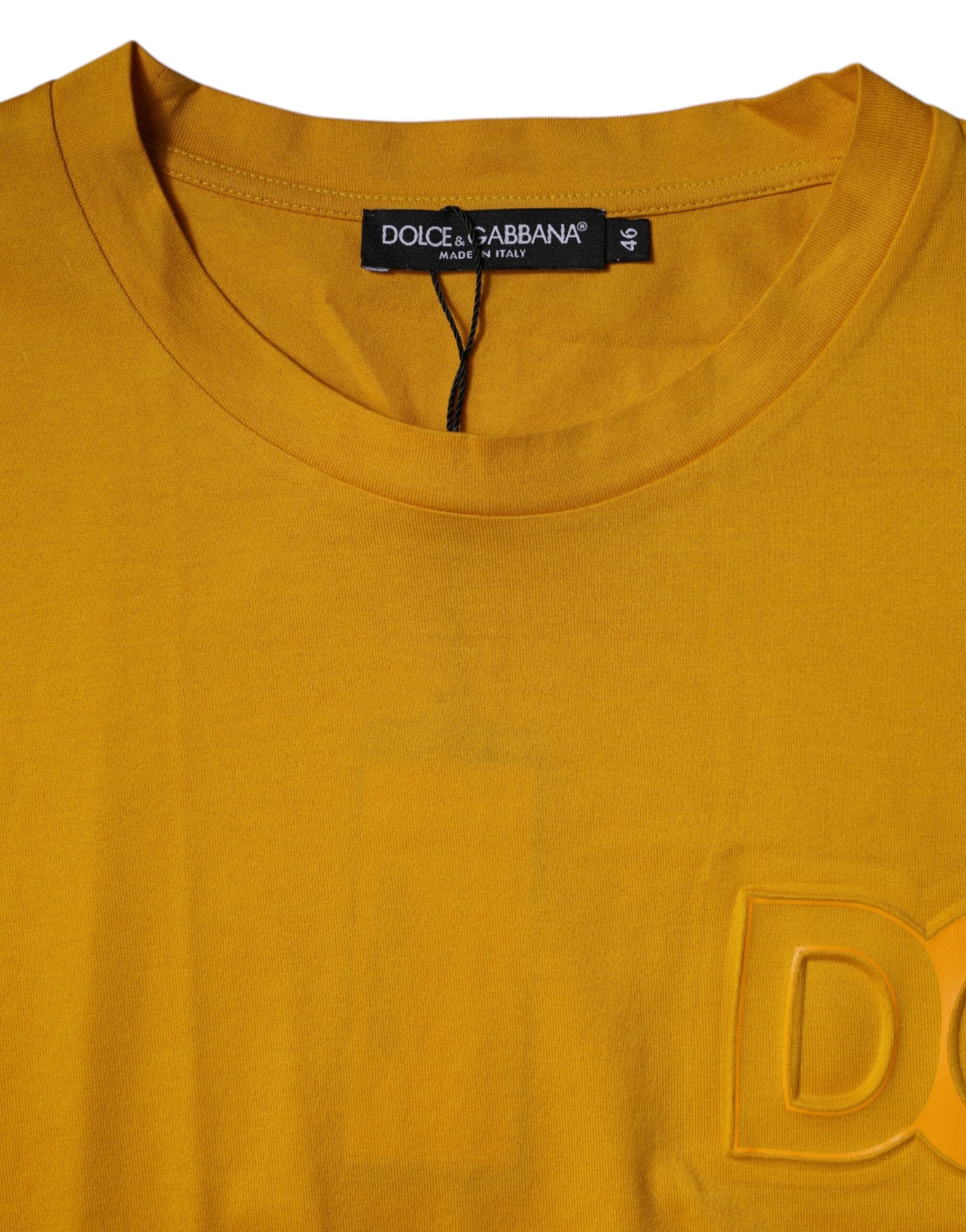 Dolce & Gabbana Dunkelgelbes Logo T-Shirt mit Rundhalsausschnitt und kurzen Ärmeln