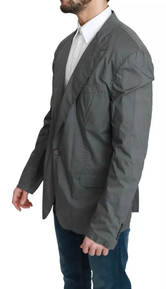 Dolce & Gabbana Grauer einreihiger formeller Blazer aus Baumwolle