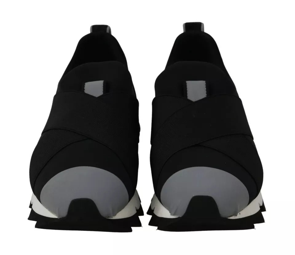 Dolce & Gabbana Schwarzer Hai Neopren Stretch Turnschuhe Schuhe