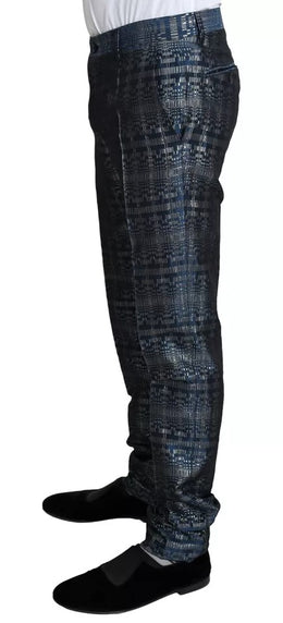 Dolce & Gabbana Blau Silber Glänzend 2 Stück Slim GOLD Anzug